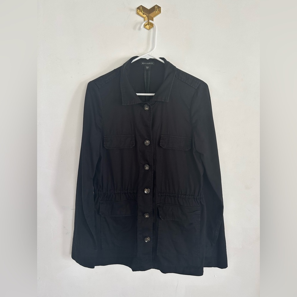 Black Metaphor button down lightweight military inspired jacket Size Medium